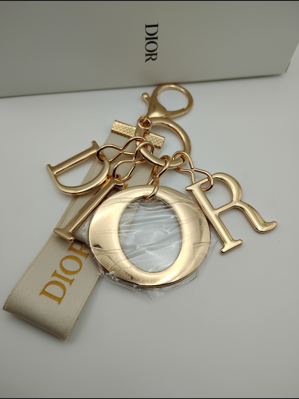 Dior Gold 'DIOR' Letter Charm Keychain BRAND NEW IN THE BOX